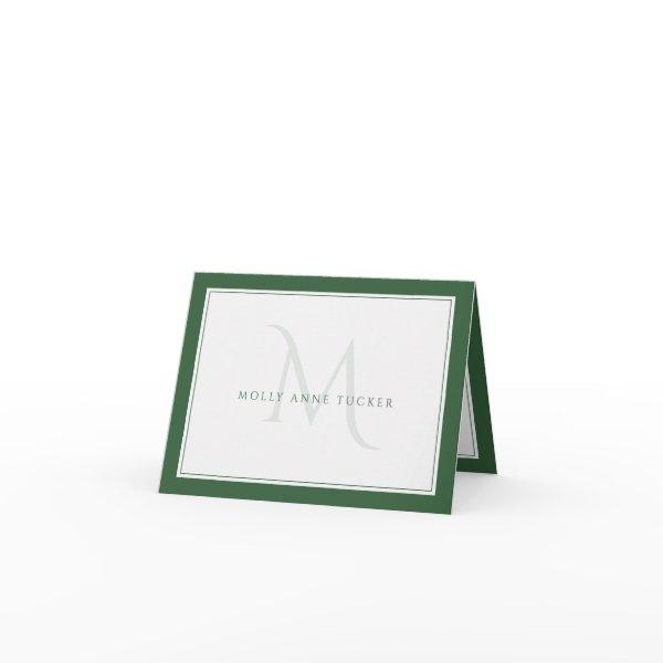Faded Monogram Chic Green Personal Professional Note Card