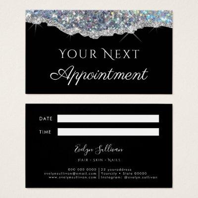 Fake silver glitter sequin Appointment Card