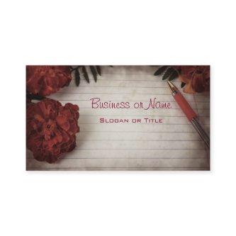 Fall Floral Background with Pen and Lined Paper