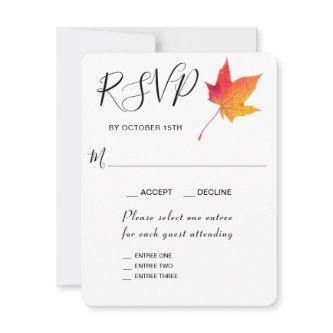 Fall Leaf Autumn 3 Entree RSVP Response Card