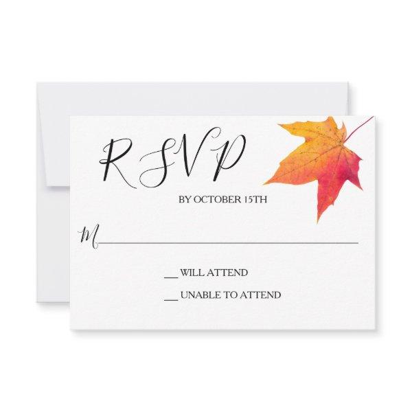 Fall Leaf Elegant Wedding Response Reply RSVP