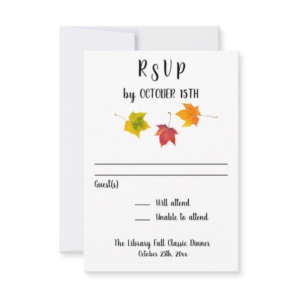Fall Leaves Party Event Reception Response RSVP