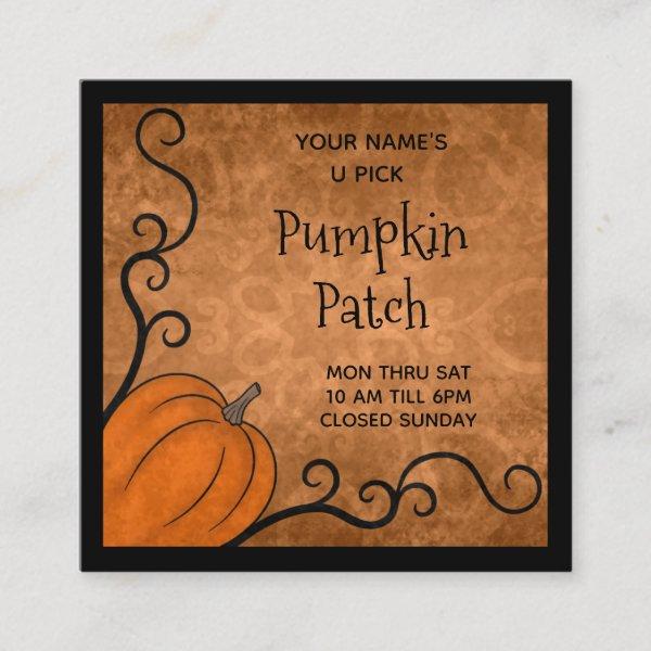Fall theme pumpkin with swirls novelty square