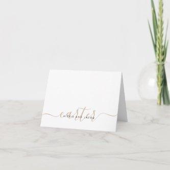 Family Last Name Wedding Light Beige Brown Script  Note Card