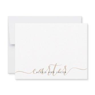 Family Last Name Wedding Light Beige Brown Script Note Card