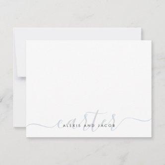 Family Last Name Wedding Light Silver Gray Script  Note Card