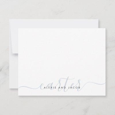 Family Last Name Wedding Light Silver Gray Script  Note Card