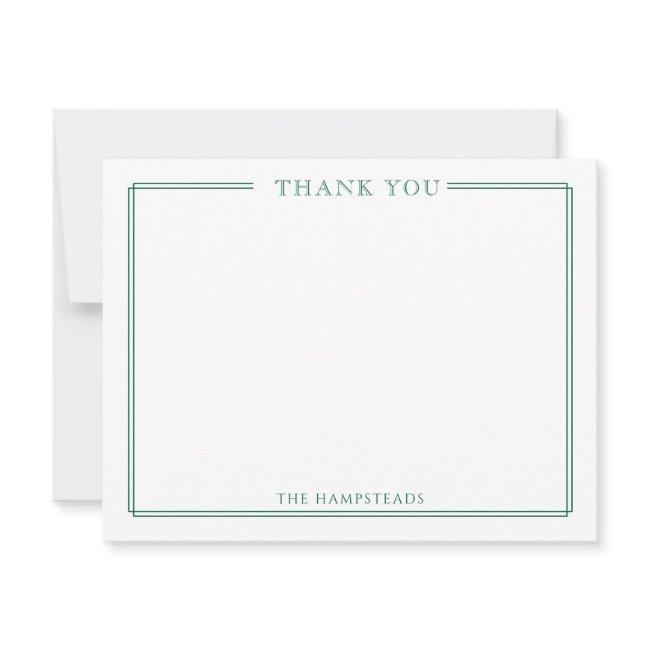Family or Couples Elegant Hunter Green Stationery Thank You Card