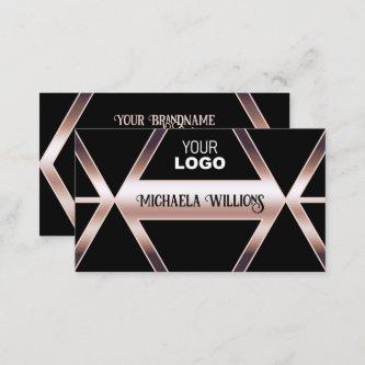 Fancy Black Geometric with Chic Rose Gold and Logo