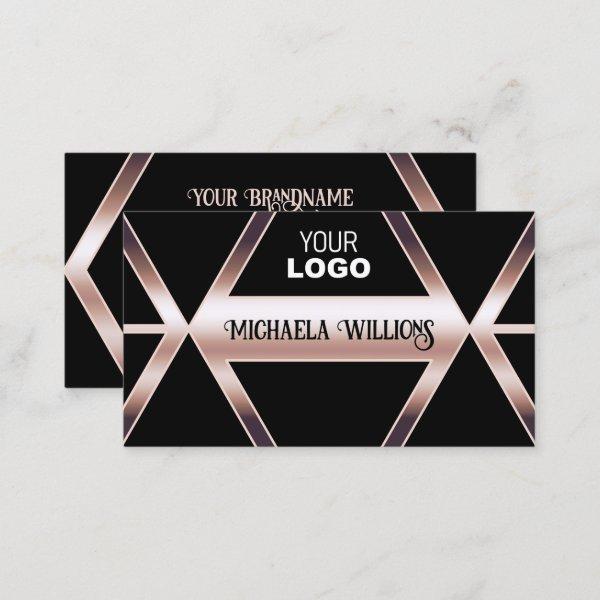Fancy Black Geometric with Chic Rose Gold and Logo