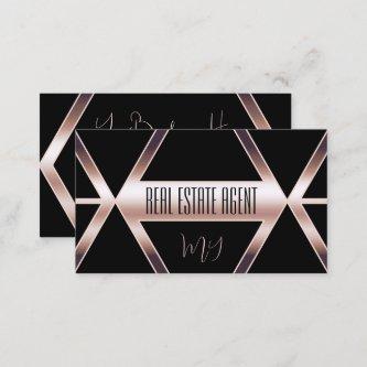 Fancy Black Geometric with Rose Gold and Monogram