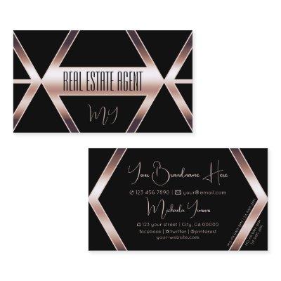 Fancy Black Geometric with Rose Gold and Monogram