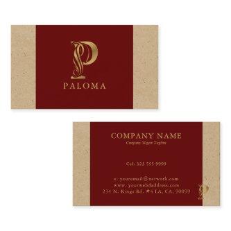Fancy Gold Letter P Monogram On Red and Cardboard