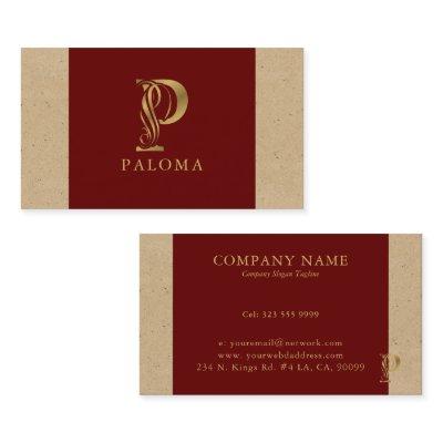 Fancy Gold Letter P Monogram On Red and Cardboard