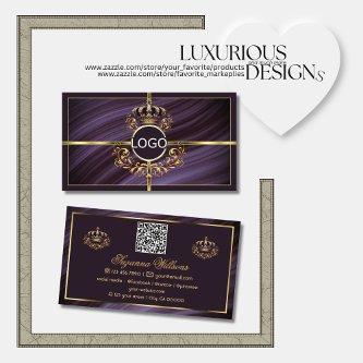Fancy Royal Purple Gold Crown with Logo QR Code