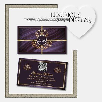 Fancy Royal Purple Gold Crown with Logo QR Code