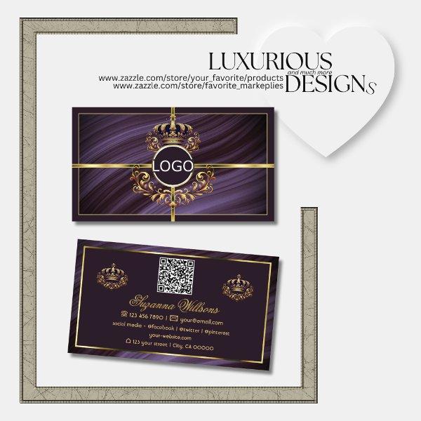 Fancy Royal Purple Gold Crown with Logo QR Code
