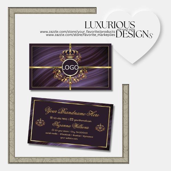 Fancy Royal Purple Gold Crown with Logo Sumptuous