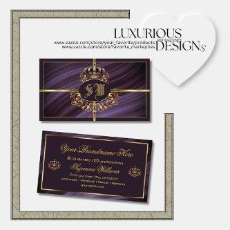 Fancy Royal Purple Gold Crown with Monogram Noble
