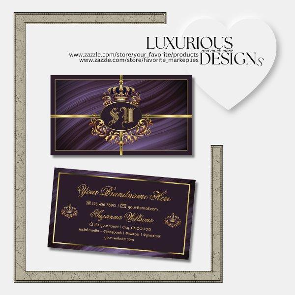 Fancy Royal Purple Gold Crown with Monogram Noble