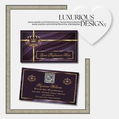 Fancy Royal Purple Gold Crown with QR Code Noble
