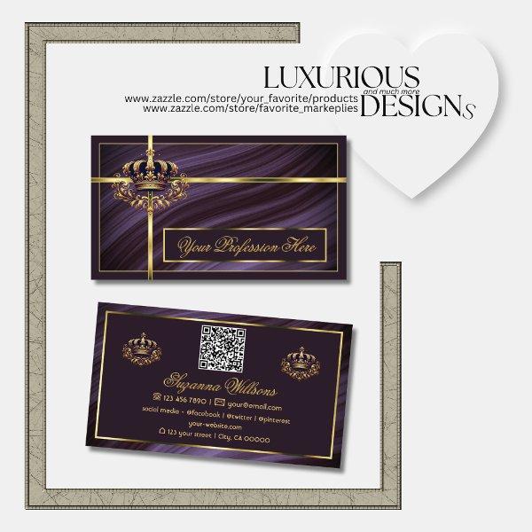 Fancy Royal Purple Gold Crown with QR Code Noble