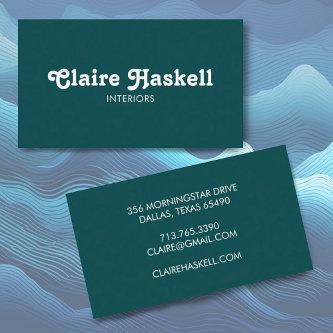 Fancy Script Blue Teal White Chic Minimal