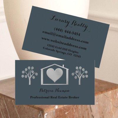 Fancy Silver Heart Slate Real Estate