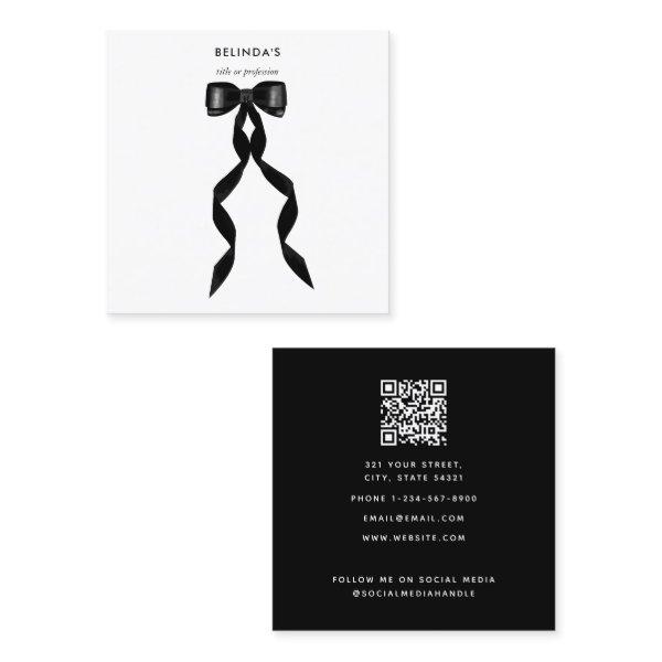 Fancy Watercolor Black Bow QR Code Social Media Square