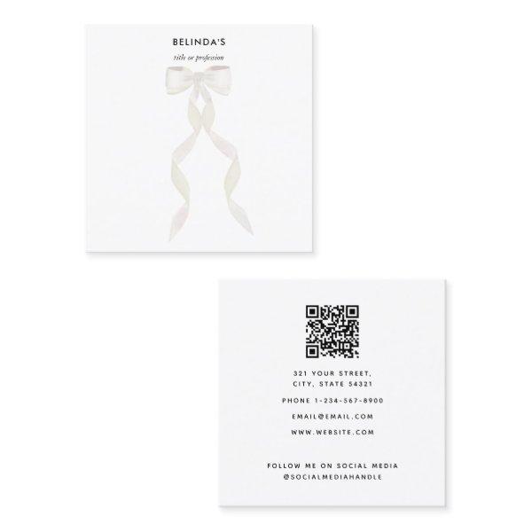 Fancy Watercolor White Bow QR Code Social Media Square