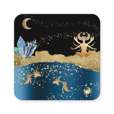 *~* Fantasy Crystal Goddess Celestial Cancer Gold Square