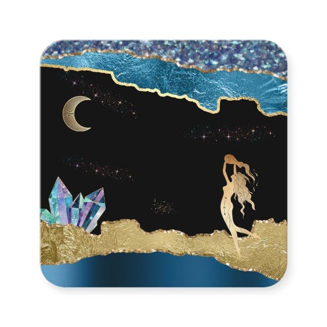 *~* Fantasy Crystal Goddess Celestial Gold Glitter Square
