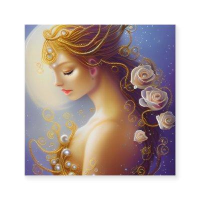 Fantasy Painting SciFi Exquisite Delicate Gold Int Square