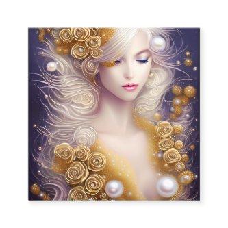 Fantasy Painting SciFi Exquisite Delicate Gold Int Square