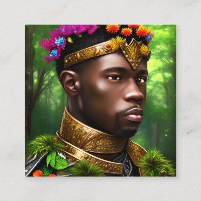 Fantasy Paladin Black Men Portrait Calling Card