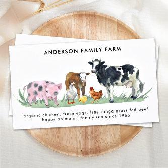 Farm Animals Cow Pig Chicken Duck Watercolor