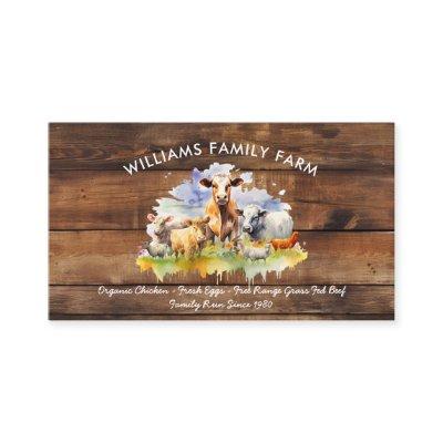 Farm Animals Cow Pig Chicken Watercolor