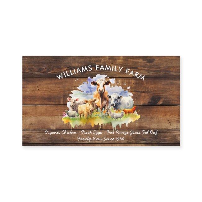 Farm Animals Cow Pig Chicken Watercolor