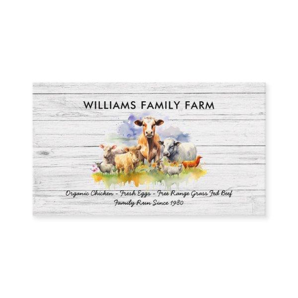 Farm Animals Cow Pig Chicken Watercolor