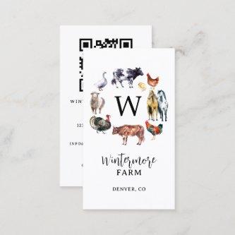 Farm animals watercolor farm business white