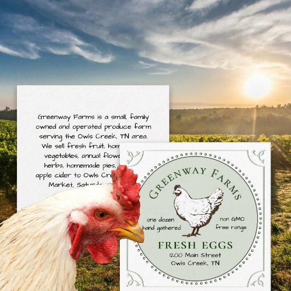 Farm Name Fresh Eggs  with Hen