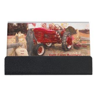 Farm Tractor Red Vintage Rustic Agriculture Desk  Holder