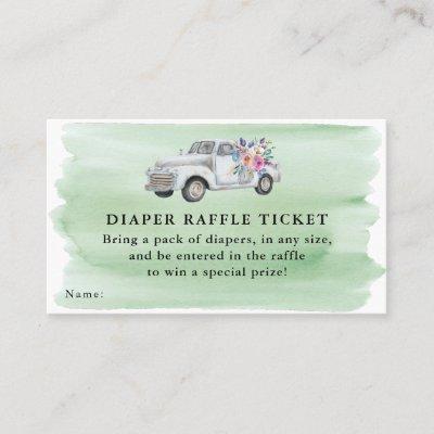 Farm Truck & Flowers Baby Diaper Raffle Ticket