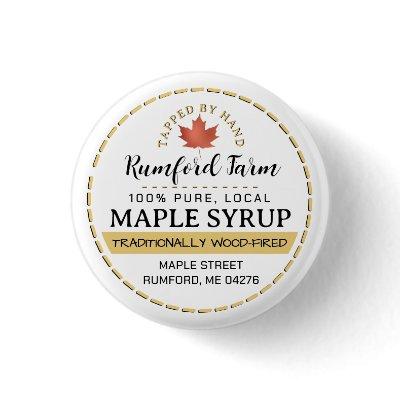 Farmer's Market Promotional Maple Syrup Gold Leaf  Button