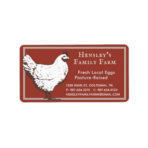 Farmhouse Red Vintage Hen Egg Carton Label