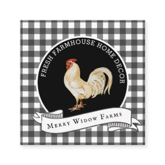 Farmhouse Style Rustic Country Rooster  Square