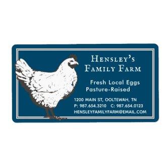 Farmhouse Vintage Hen Blue Egg Carton Label