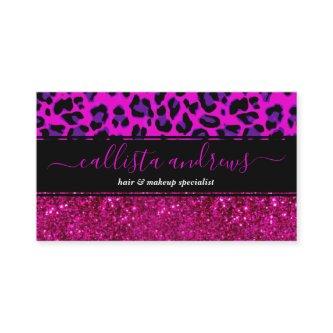 Fashion Modern Pink Purple Glitter Leopard.