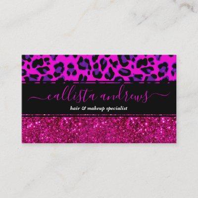 Fashion Modern Pink Purple Glitter Leopard.