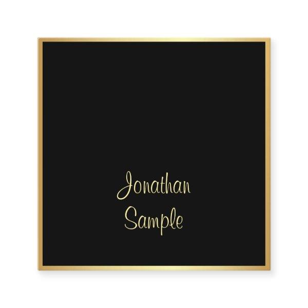 Fashionable Black Gold Hand Script Text Font Chic Square